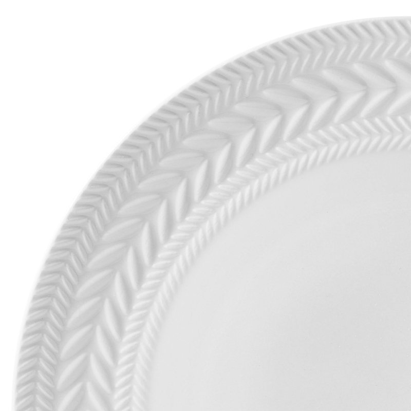 Josephine White Porcelain Embossed 24-Piece Dinnerware Set