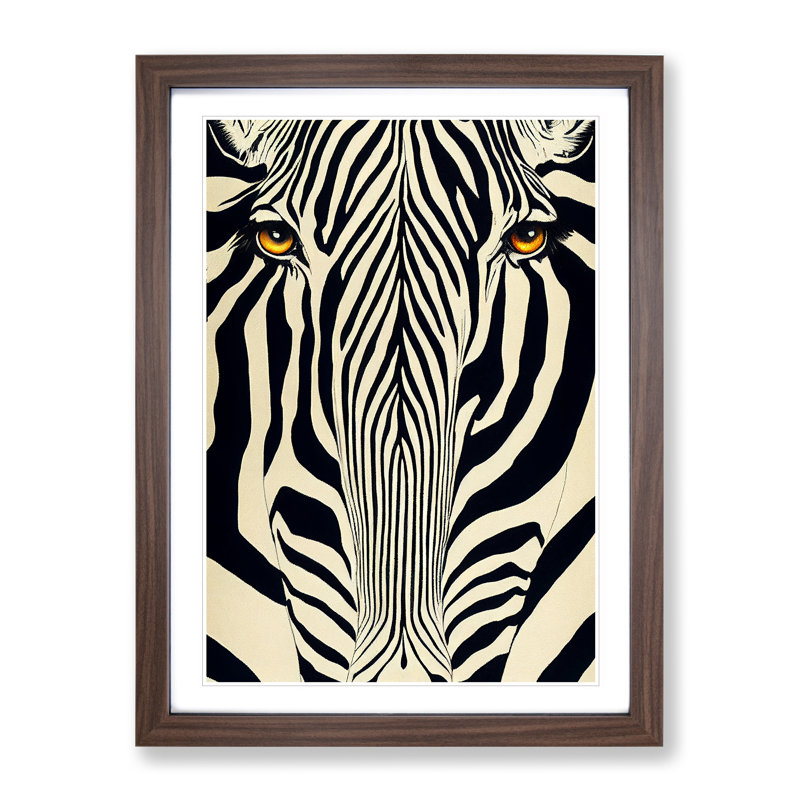Zebra No.3 Abstract - Single Picture Frame Print, Walnut, 64cm H x 46cm W x 2cm D