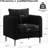 Modern, Single, Accent Chair, Black Velvet, Plump Pillow, Non - Slip Pads, Bedroom, Comfortable, Good Structure Mid-century Metal Legs, Living Room, Office Reading, Soft, , Easy To Install-1862565464