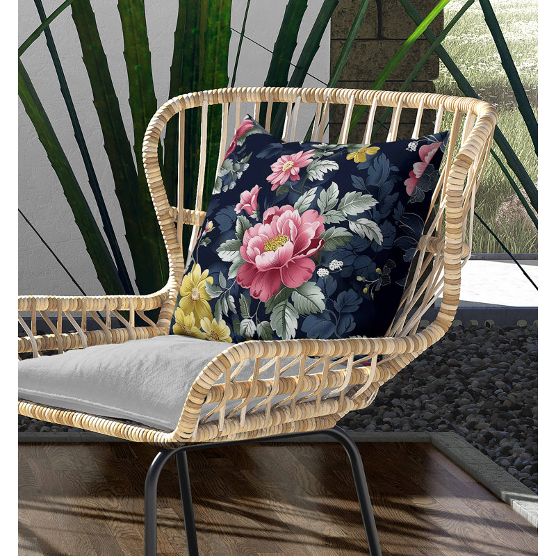 Coussin intérieur / extérieur English Twilight , Bleu, H 16 po x l 16 po