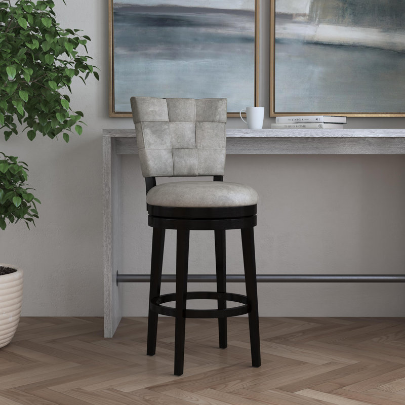 Bittu Swivel Upholstered Counter Stool, Bar Stool (30" Seat Height), Granite Gray