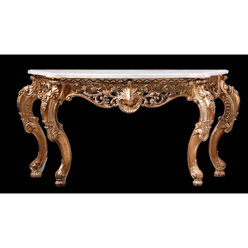 Gonyea 69.29'' Marble Top Console Table, White