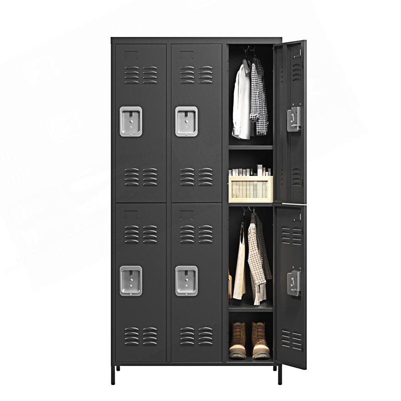 Casier en métal 6 portes avec serrure, armoire de rangement, armoire d'appoint