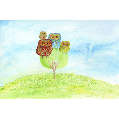 " Owl Family " Painting Print