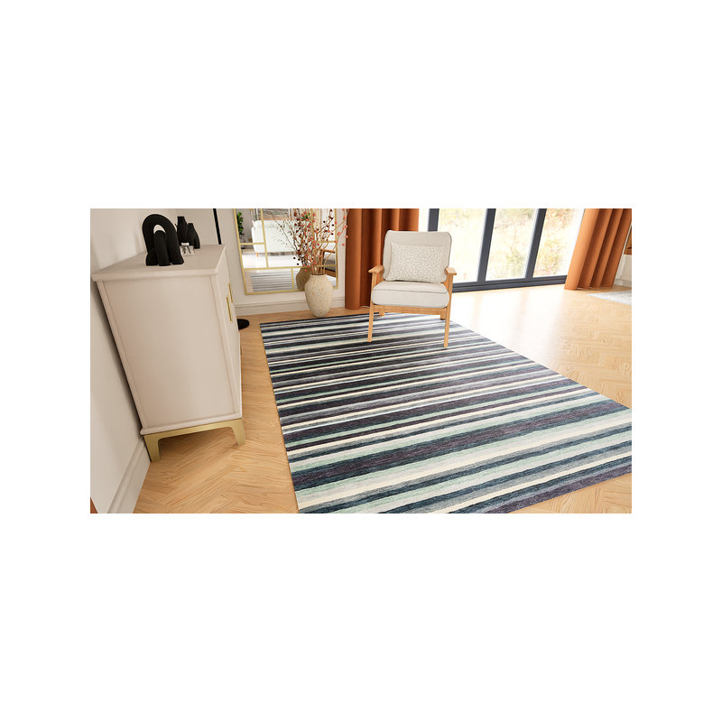 Striped Wool Hand Knotted Area Rug, 2.30m x 1.60m