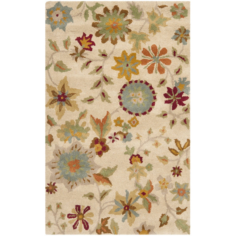 Tapis ivoire touffeté à la main Candelo, Rectangle 3 pi 6 po x 5 pi 6 po