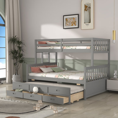 Lit simple superposé au dessus d'un lit double avec gigogne Feld Kids