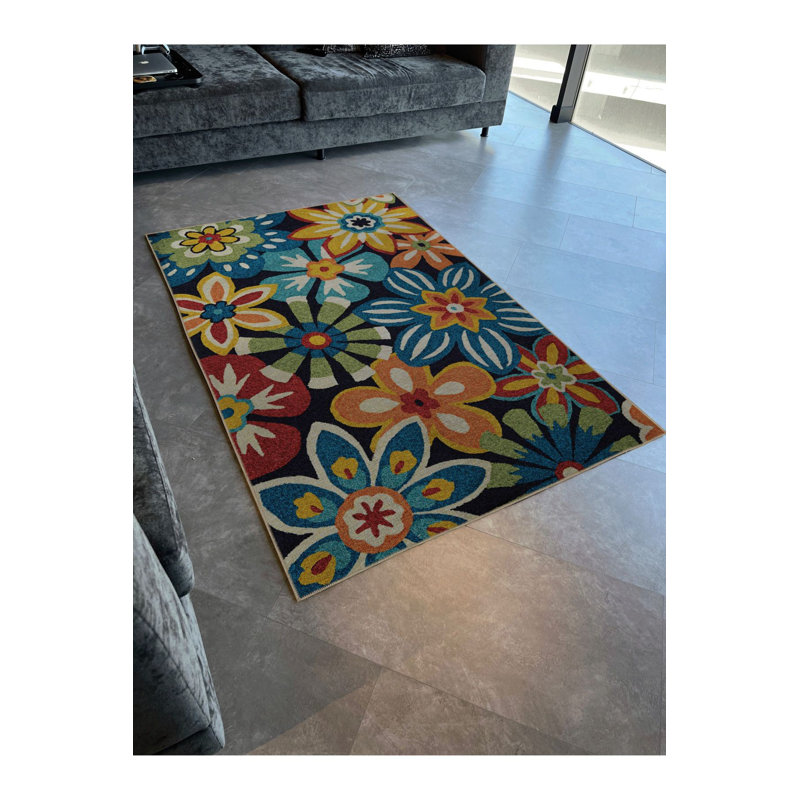 Multi Color Floral Design Flower Pattern Creative Modern Decorative Machine Washable Area Rug