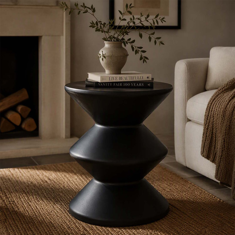 Table d'appoint moderne en béton MGO, polyvalente et étanche, pour espaces intérieurs et extérieurs.