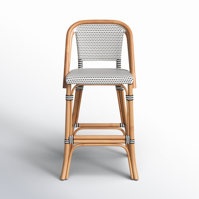 Euporie Woven Bar Stool, Black/White