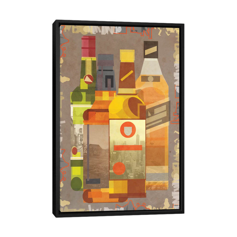 «Four J's» par 5by5collective - Impression sur toile, H 26 po x l 18 po x P 1,5 po, Toile avec cadre noir, Pas de tapis