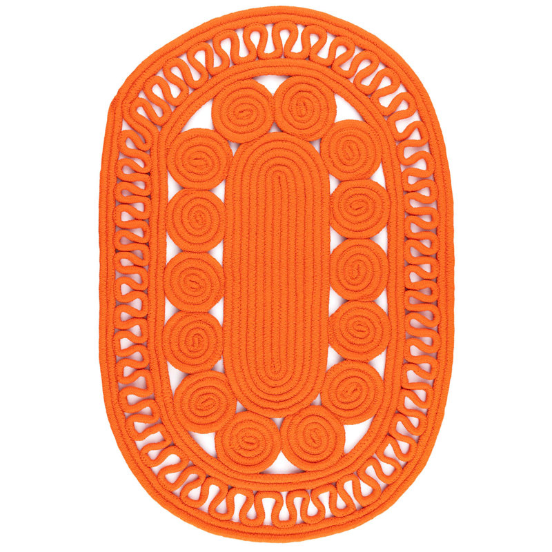 Reef Tangerine Handwoven Indoor/Outdoor Oval Rug, Oval 5' x 8'
