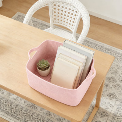Grand panier de rangement tissé pour couvertures, jouets et buanderie, bac de rangement polyvalent avec poignées pour le salon, la chambre à coucher ou la chambre de bébé
