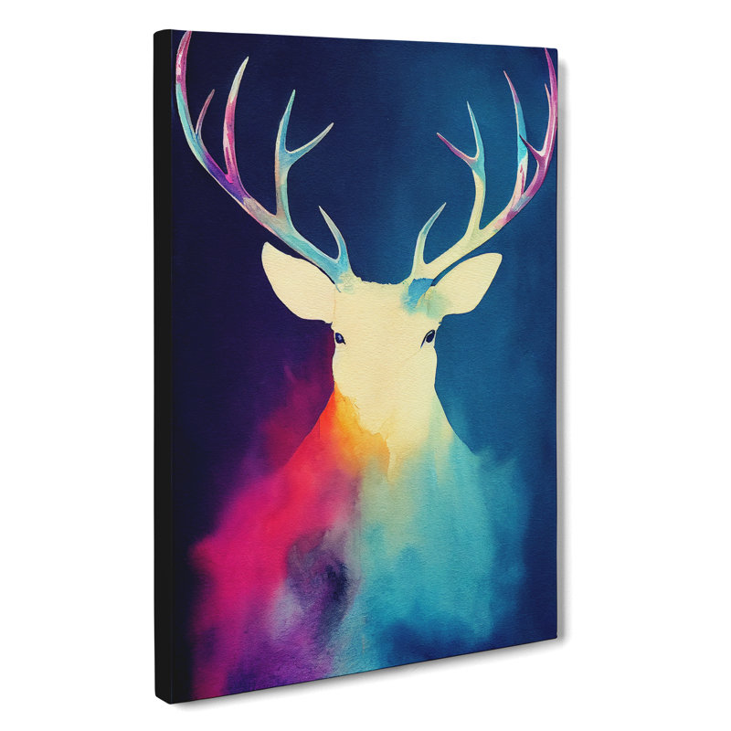 XC1022-1636X Colourful Stag Art No.3 Abstract - Wrapped Canvas Print, 60cm H x 40cm W x 3cm D