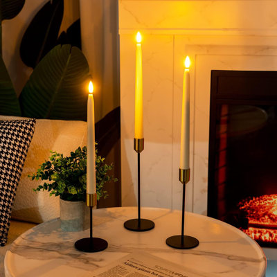 Waxy Flameless Taper Candles With Remote Timer Dimmer, 6 Pcs Battery Operated Taper Candles With Flickering Flame, Ivory Led Candlesticks For Wedding, Christmas Indoor Decoration
