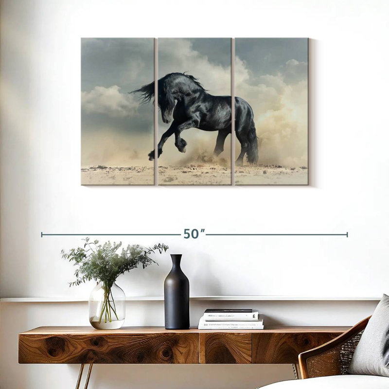 Brampt Powerful Black Stallion, 24" H x 38" W