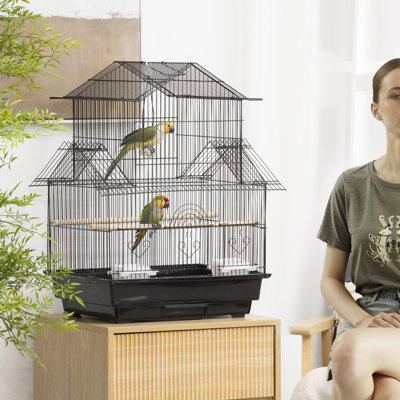 63cm Steel Pointed Top Table Top Bird Cage with Perch