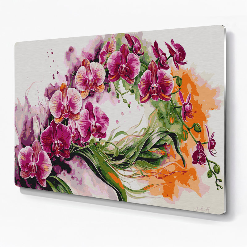 Orchidées hawaïennes, art mural gris en métal