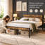 King Size Bed Frame with Wood Headboard, Heavy Duty Metal Platform Bed with Under Bed Storage, Reinforced Frame with Sturdy Slats