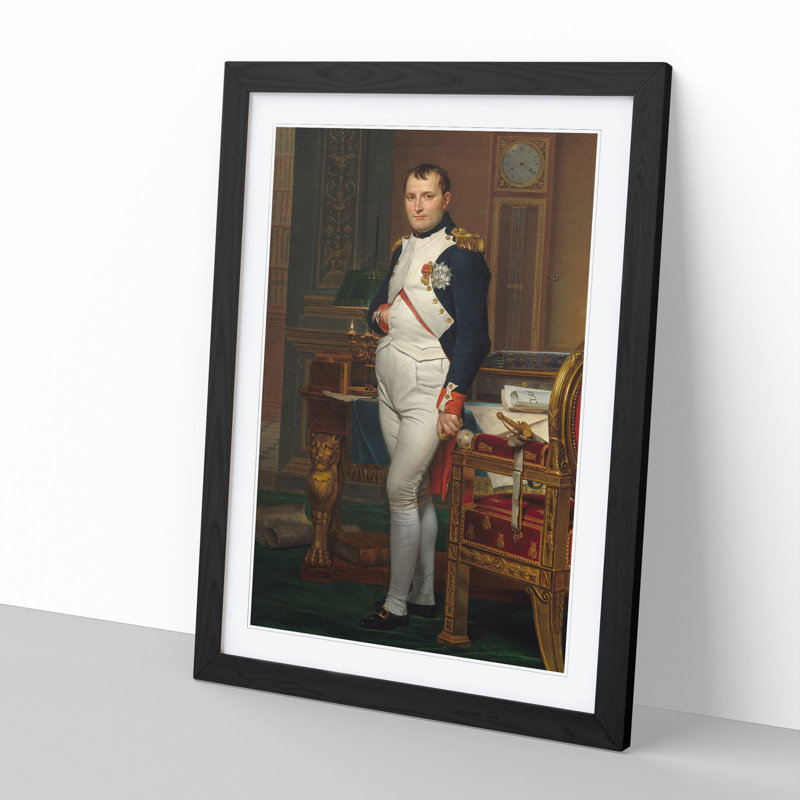 The Emperor Napoleon by Jacques-Louis David - Picture Frame Painting, 36cm H x 27cm W x 2cm D, Black