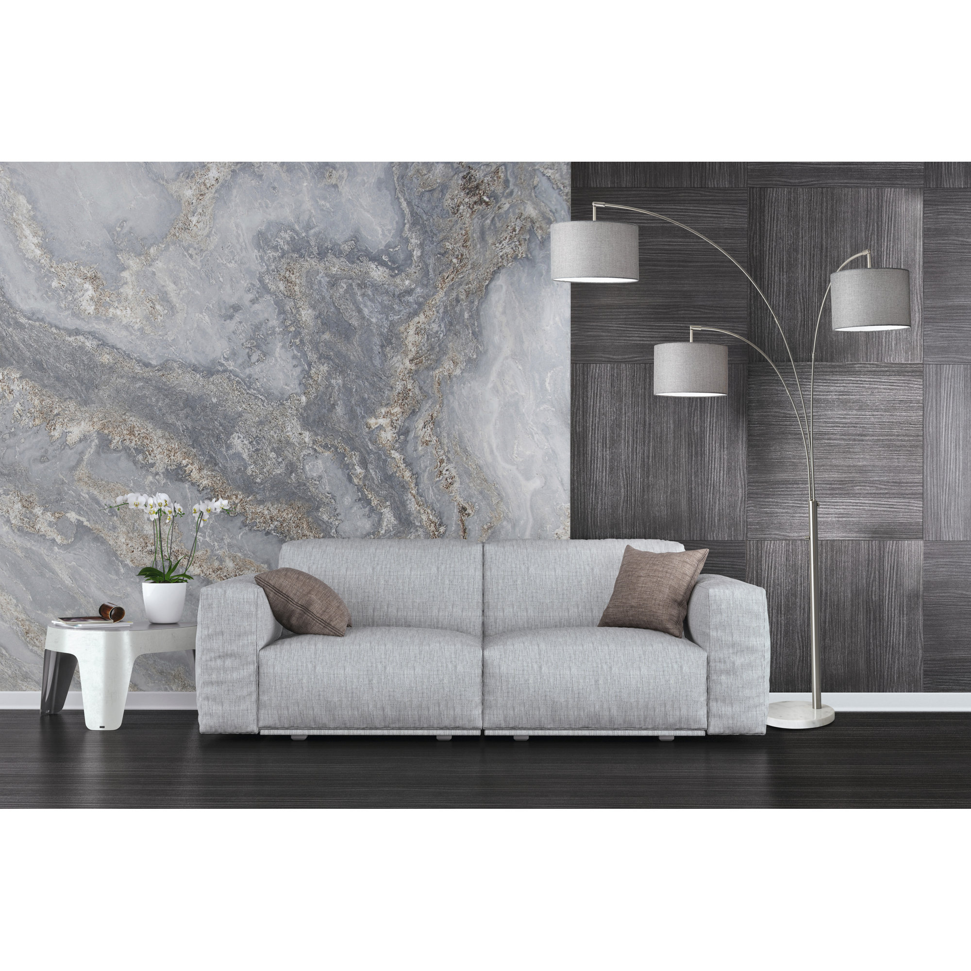 Felice 74'' Floor Lamp, Gray, Brushed Steel