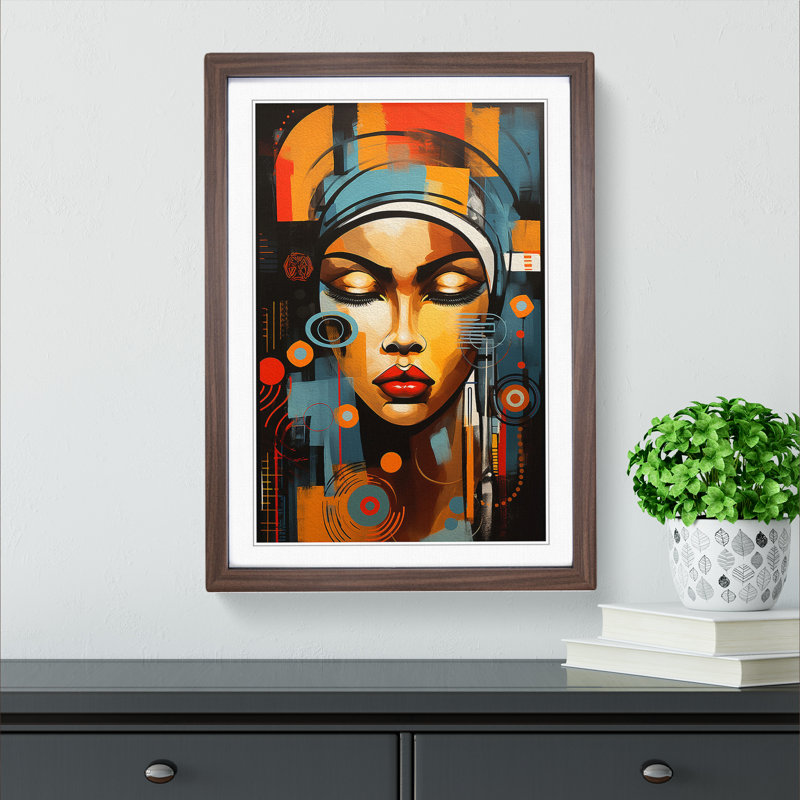 African Woman Abstract - Framed Print, Walnut Framed, 46cm H x 34cm W x 2cm D