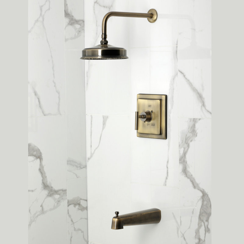 Kingston Brass Manhattan Single-Handle Pressure Balanced Tub And Shower Faucet, Antique Brass