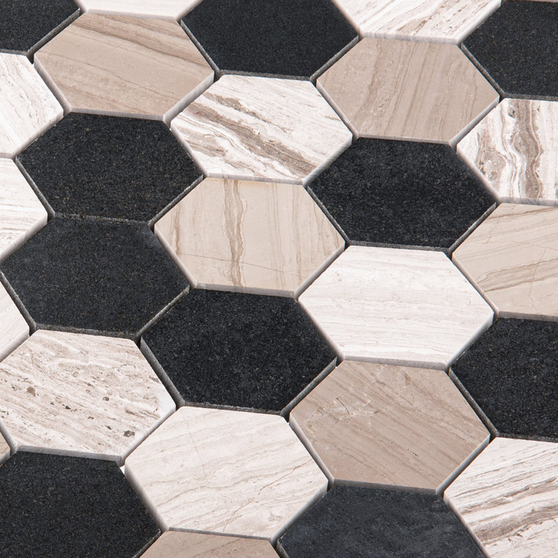 Channing 2-in. Hexagon Honeycomb Marble Look Glossy Natural Stone Wall & Floor Mosaic Tile, Hazelton  He