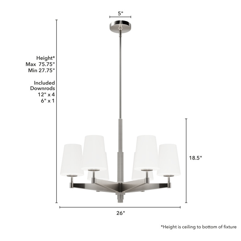 Nolita 6 - Light Candle Style Classic / Traditional Chandelier, Brushed Nickel