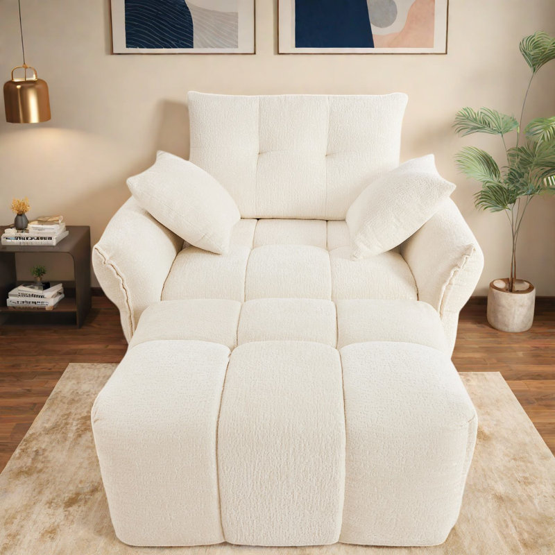 Canapé confortable à une place avec revêtement en chenille, salon blanc moderne pour la maison et le bureau