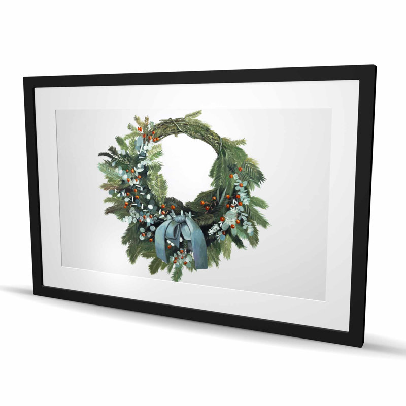 Couronne de Noël - décor de maison de campagne, H 24 po x l 36 po, Noir