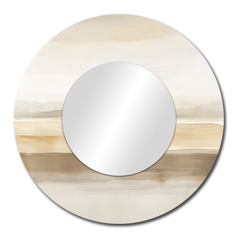 Neutral Horizon Layers II - miroir décoratif moderne, impression métallique, 29 po x 29 po