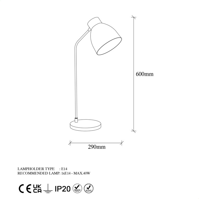 Lampe de bureau METAL BODY, Or