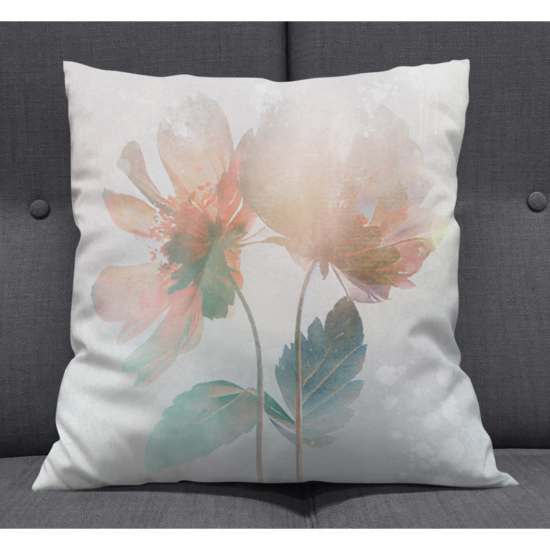 Throw Pillow With Insert, Blue/White Floral 4, 16"H x 16"W
