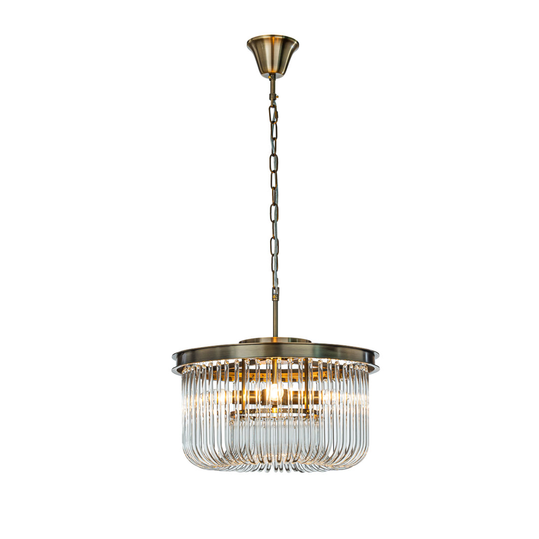 Andaiye Mid-Century Modern Round Glass Gold Ceiling Chandelier Transitional Elegant Dining Room