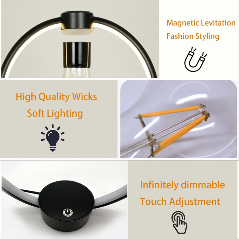 Rotating Levitating LED Lamp With 3 Light Modes & Touch Control For Living Spaces