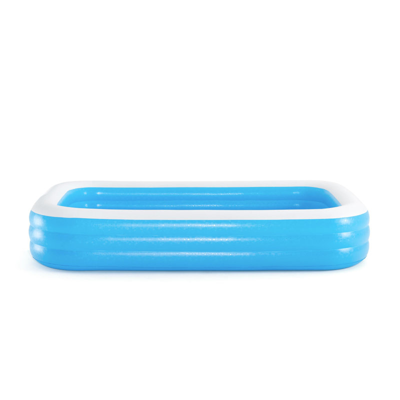 Blue and White Rectangular Inflatable Family Pool
