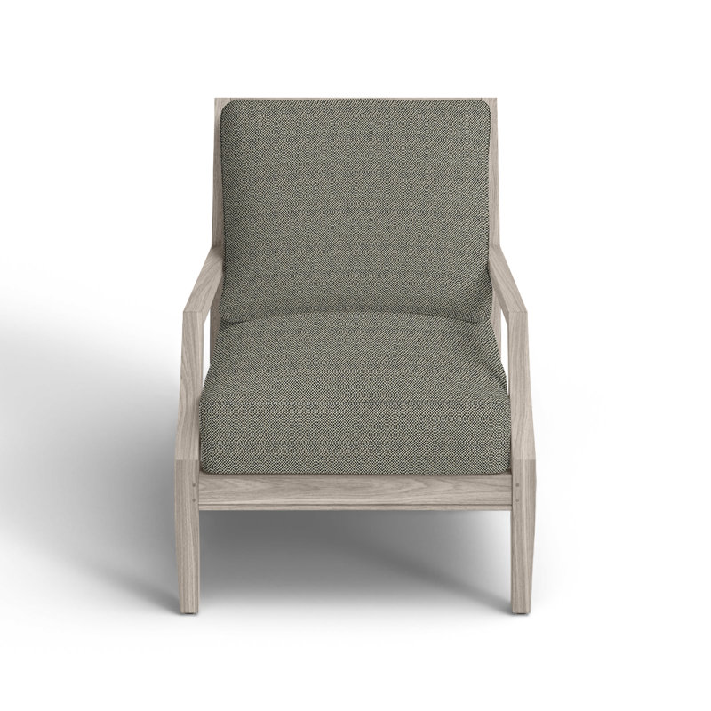 Haley Teak Patio Chair with Cushions, Oyster Teak, No welt + Standard fill, Intermix Bark