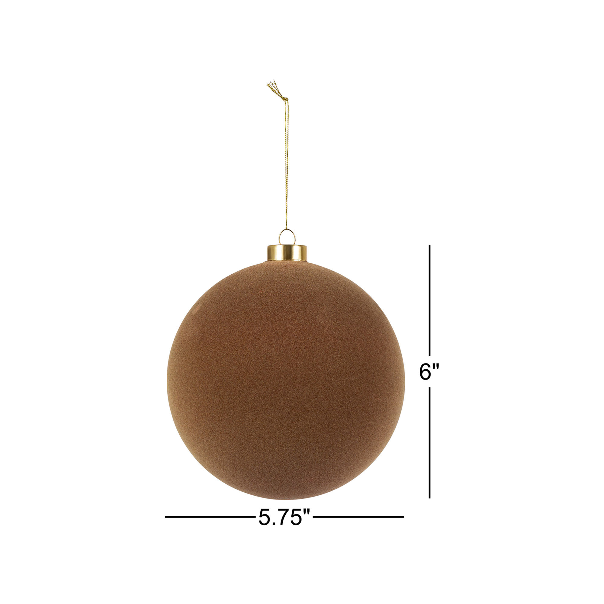 Burgundy Flocked Ornament, 6" H x 5.75" W x 5.75" D, Brown