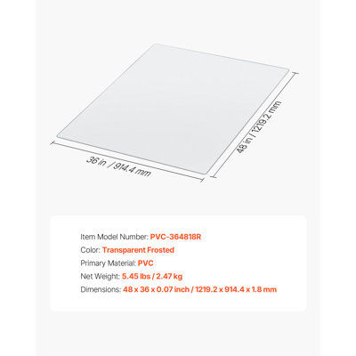 Tapis de chaise, tapis de chaise de bureau transparent de 30 x 48 pouces pour les planchers durs, protecteur de plancher pour chaises roulantes, antidérapant et facile à nettoyer, tapis à glissement lisse sous le bureau pour la maison (rectangulaire)
