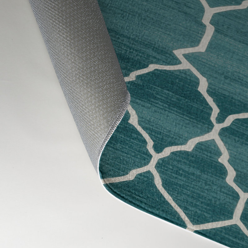 Tapis bleu intérieur et extérieur Trellis, Rectangulaire 3 pi x 5 pi