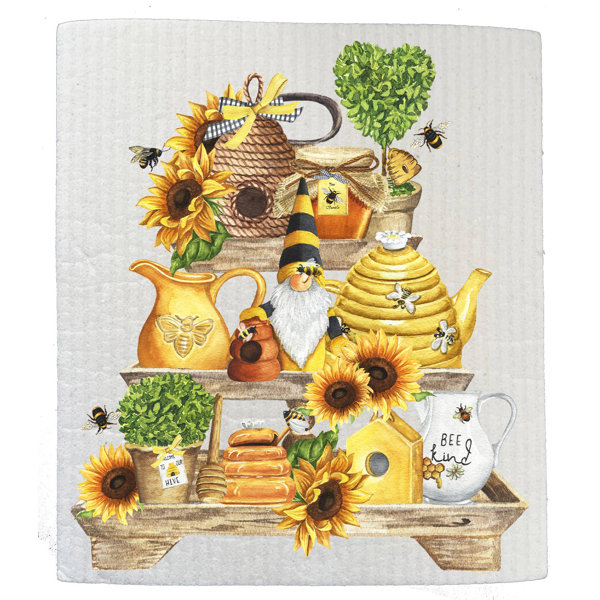 Just Bee Happy Tea Towel - Set of 2 August Grove