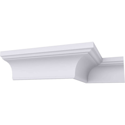 Endurathane Holmdel Traditional Cove Crown Moulding, 3 1/2"H x 3 3/8"P x 4 7/8"F x 94 1/2"L, Factory Primed
