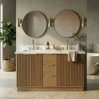 Calix 72" Double Bathroom Vanity with Statuario Marble Countertop