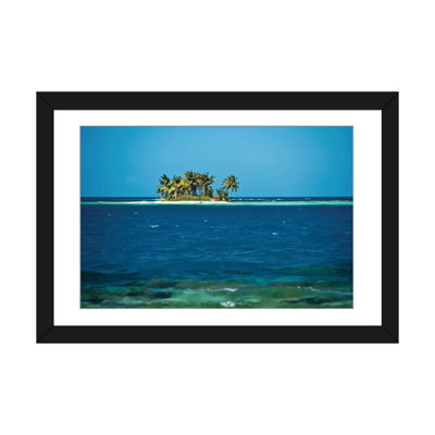 Vue de l'île de Caye en soie avec palmiers, mer des Caraïbes, quartier de Stann Creek, Belize - par Panaromic Images, reproduction sur toile tendue sur toile