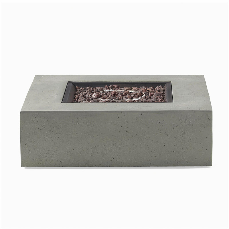 50,000 Btu Square Mgo Fire Table with Tank Outside, Light Gray