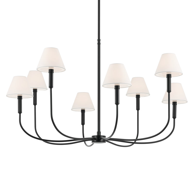 Lustre à bras traditionnel mis à jour, H 23 po x l 41,25 po x P 41,25 po, Noir satiné, 8