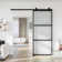 Metal and Glass Sliding Barn Door with Installation Hardware Kit ( Soft-close Included)