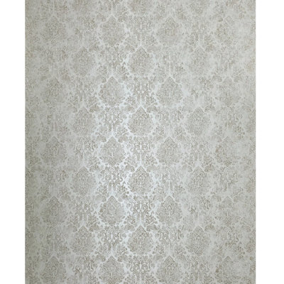 Ivoire, beige, crème, paillettes dorées, damas victorien, papier peint texturé