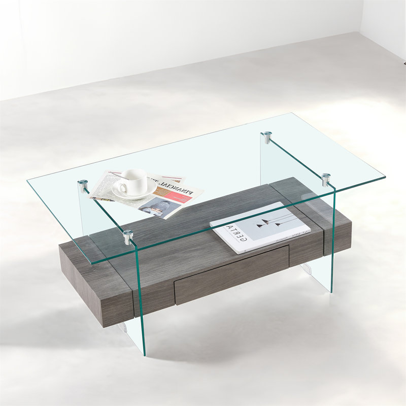 37.8'' Glass Top Console Table